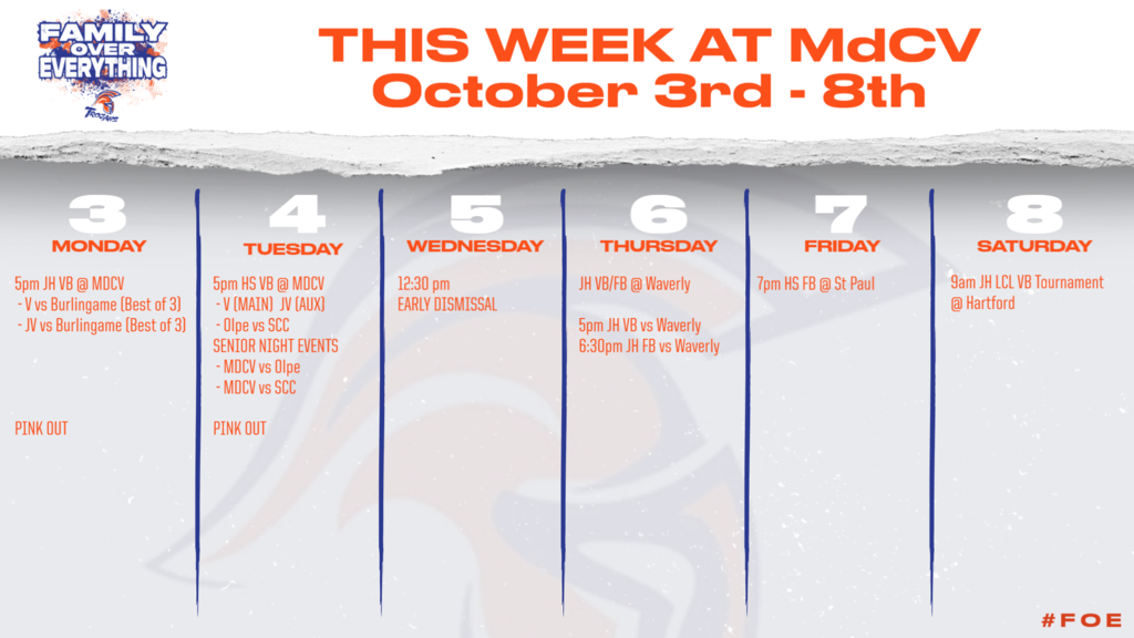 This Weeks Athletic Schedule